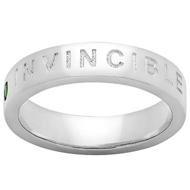 INVINCIBLE Silver Plated Birthstone Empowerment Ring sold by Limoges Jewelry