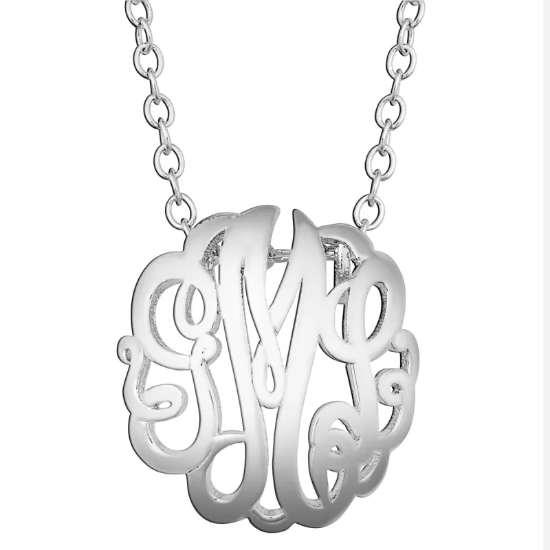 Single Sided 3-D 18x18mm Round Traditional Monogram Unframed Pendant sold by Limoges Jewelry
