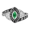 Ladies' Platinum Plated Sterling Silver Marquise Birthstone Class Ring sold by Limoges Jewelry