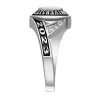Ladies' Platinum Plated Sterling Silver Marquise Birthstone Class Ring sold by Limoges Jewelry