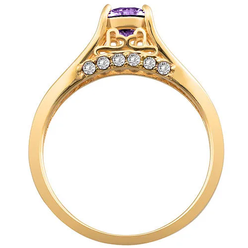 14K Gold Plated Simulated Amethyst and Clear Crystal Ring sold by Limoges Jewelry product image thumbnail 3