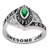 Ladies' Platinum Plated Sterling Silver Marquise Birthstone Class Ring sold by Limoges Jewelry