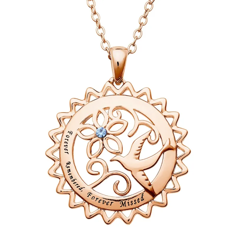 14K Rose Gold Plated Dove Memorial Pendant sold by Limoges Jewelry