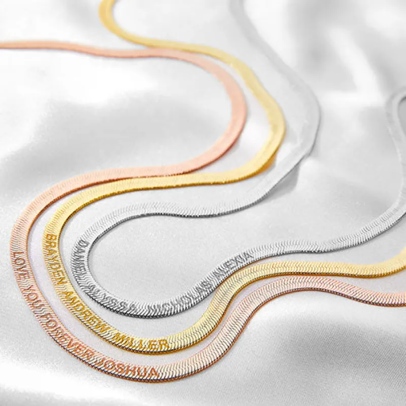 Engraved Herringbone Necklace 20" sold by Limoges Jewelry