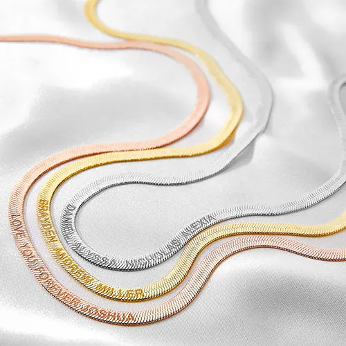 Engraved Herringbone Necklace 20" sold by Limoges Jewelry