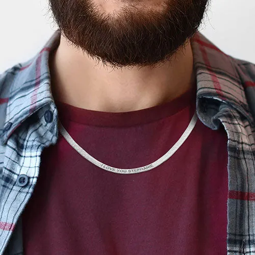 Engraved Herringbone Necklace 20" sold by Limoges Jewelry product image thumbnail 5