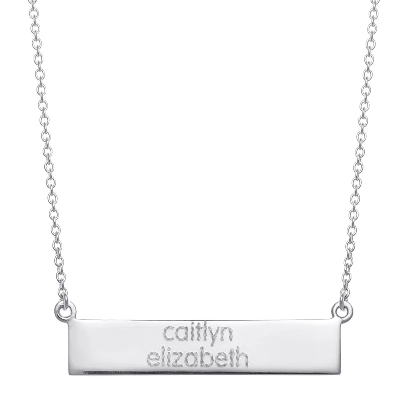 Sterling Silver Engraved 2 Row Name Bar Pendant sold by Limoges Jewelry