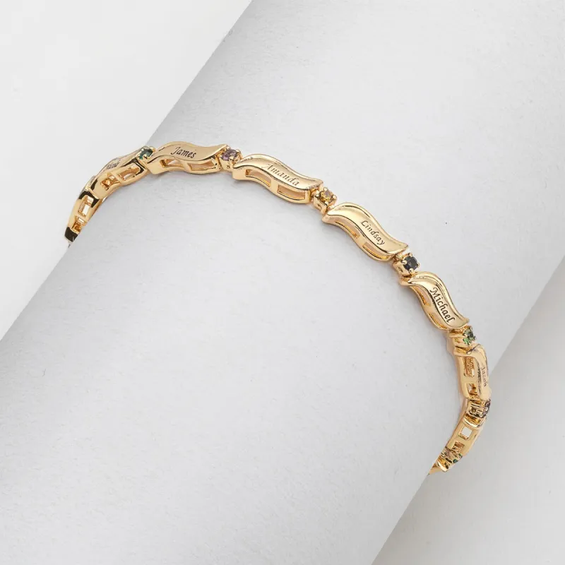 14K Gold Plated Family Engraved Names Bracelet sold by Limoges Jewelry