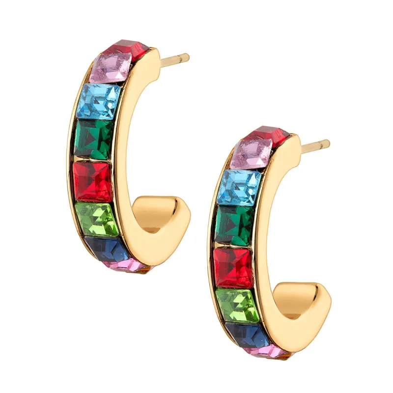 14K Gold Plated Square Birthstone Huggie Earrings sold by Limoges Jewelry