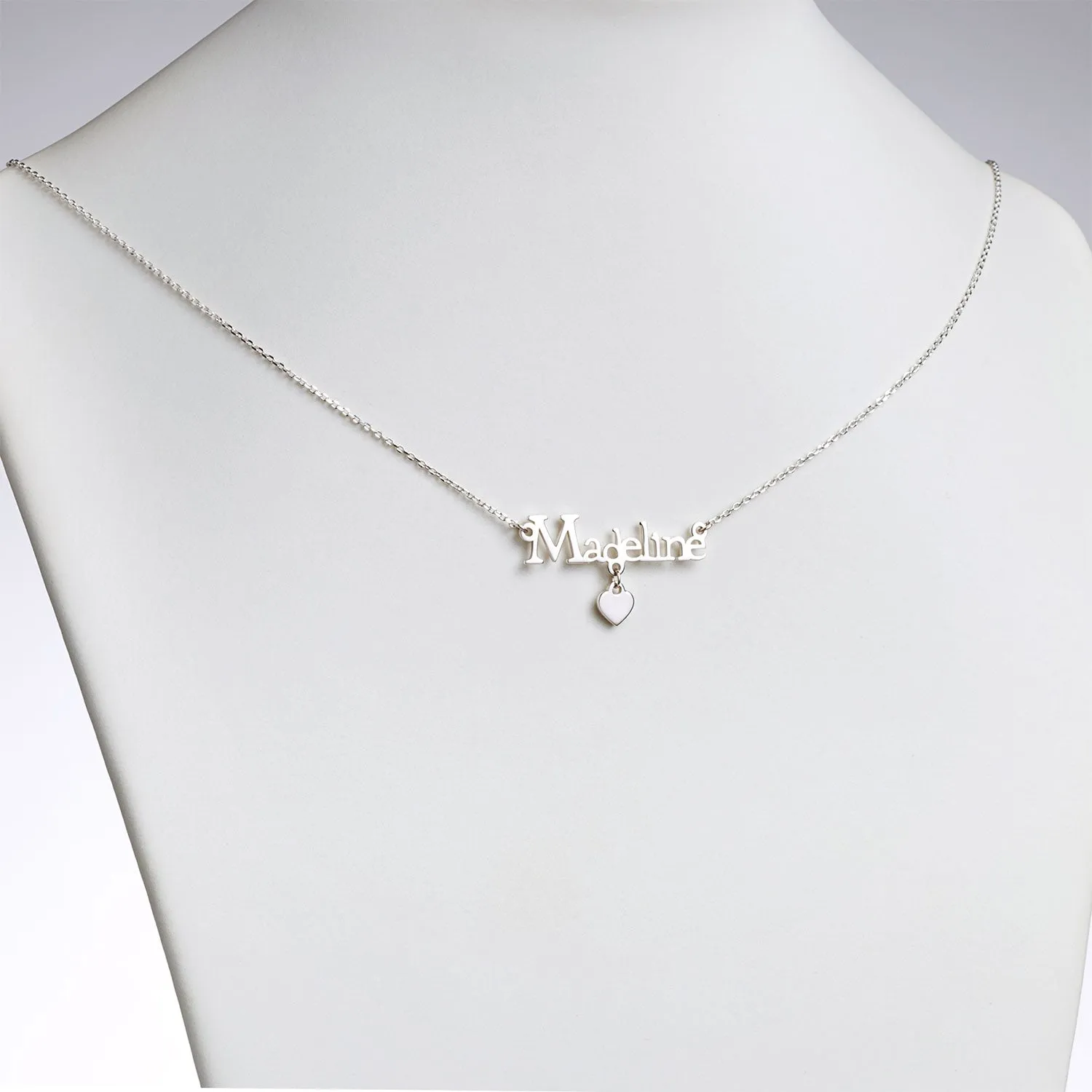 Sterling Silver Name with Heart Charm Necklace sold by Limoges Jewelry product image thumbnail 2