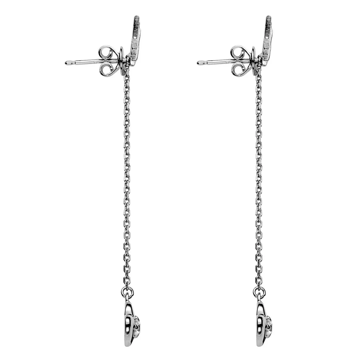 Sterling Silver Name with Birthstone Heart Dangle Crawler Earrings sold by Limoges Jewelry product image thumbnail 4