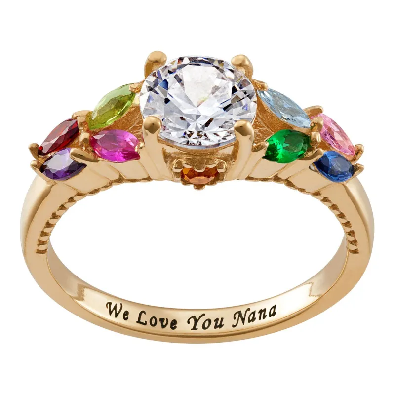 14K Gold over Sterling Personalized Mother's and Family Ring sold by Limoges Jewelry
