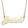 Stainless Steel Name on Translucent Plaque necklace sold by Limoges Jewelry