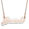 Stainless Steel Name on Translucent Plaque necklace sold by Limoges Jewelry