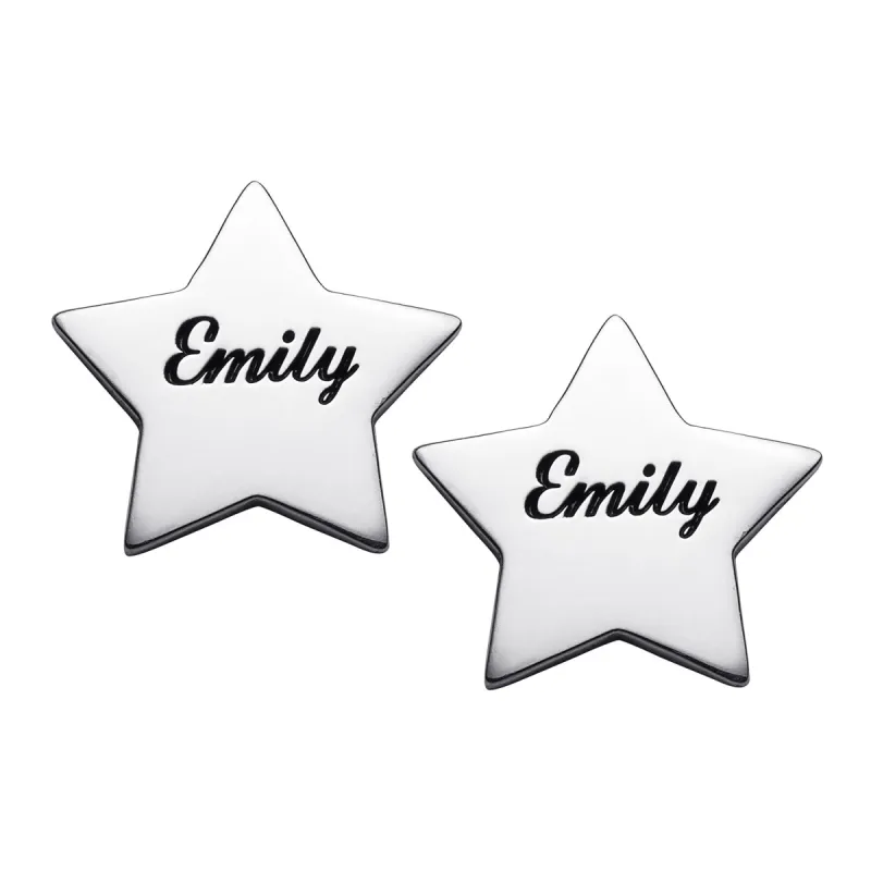 Sterling Silver Personalized Star Stud Earrings sold by Limoges Jewelry