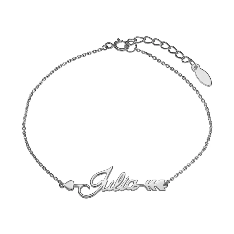 Sterling Silver Script Name Arrow Bracelet sold by Limoges Jewelry