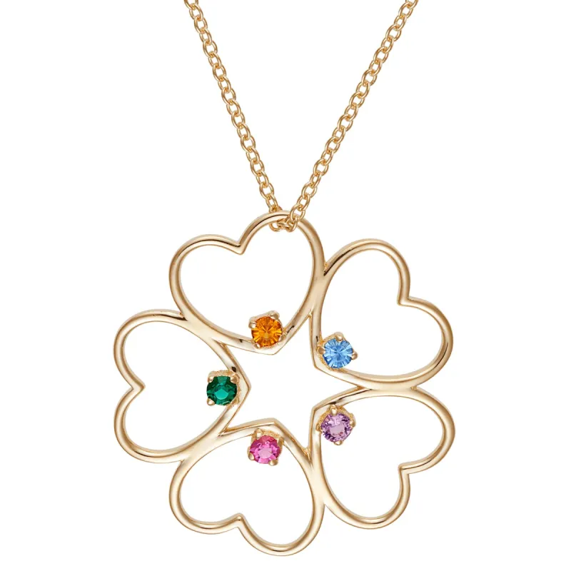 14K Gold over Sterling Family Heart Birthstone Pendant sold by Limoges Jewelry