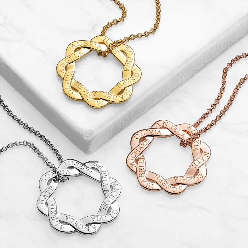 Interlocking Circles Engraved Names Necklace sold by Limoges Jewelry