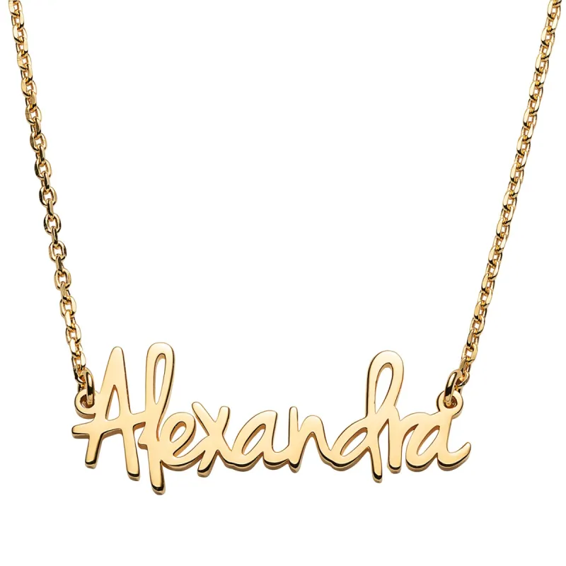 14K Gold Plated Petite Posh Script Name Necklace sold by Limoges Jewelry