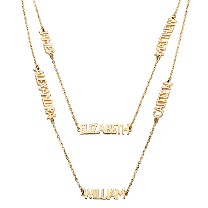14K Gold over Sterling Petite Uppercase 6 Name Station Necklace sold by Limoges Jewelry