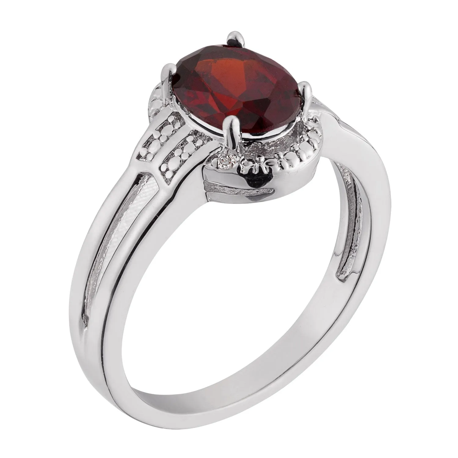 Genuine Garnet and Diamond Accent Ring with Earrings sold by Limoges Jewelry product image thumbnail 2