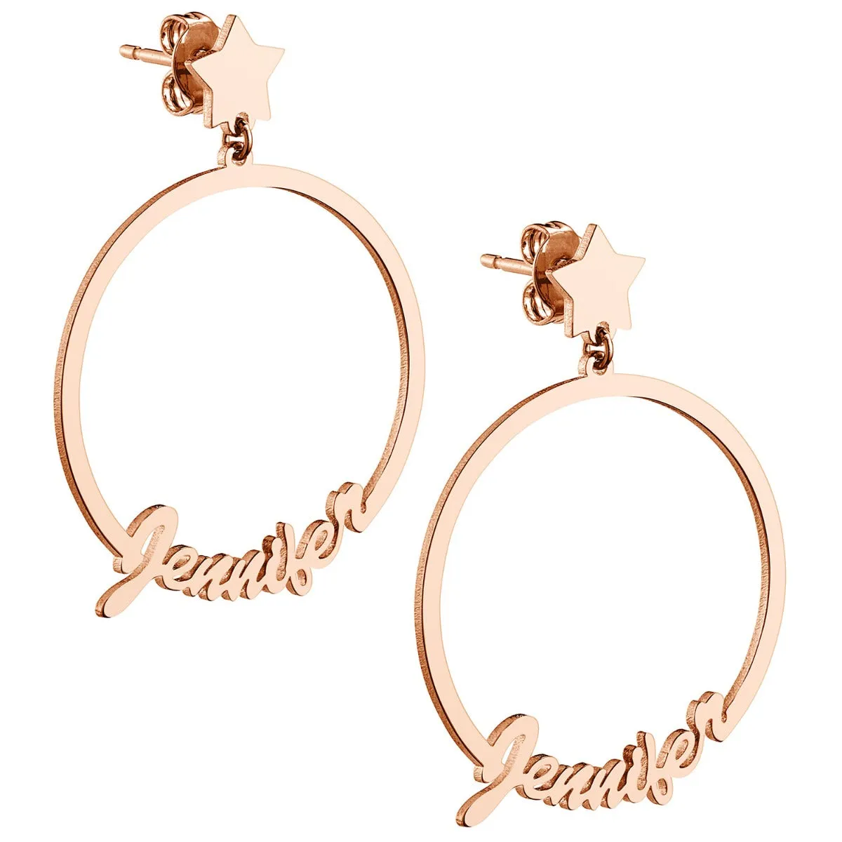14K Rose Gold Plated Script Name with Star Dangle Earrings sold by Limoges Jewelry product image thumbnail 3
