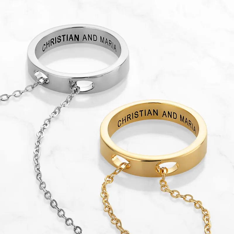 Inside Engraved Circle Ring Necklace made by Limoges Jewelry