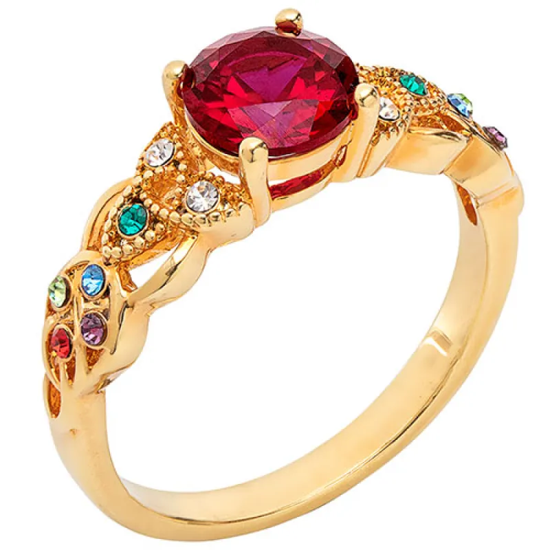14K Gold Plated Trinity Family Round Birthstone Ring sold by Limoges Jewelry