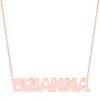 Sterling Silver Uppercase Name with Cutout Hearts Plaque Necklace sold by Limoges Jewelry