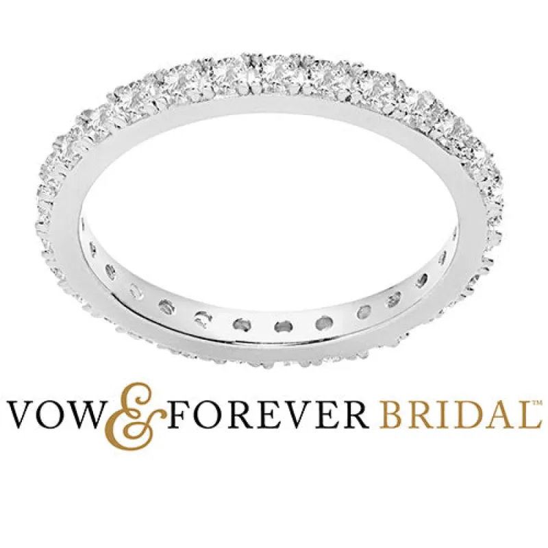 Platinum over Sterling White Topaz Eternity Band sold by Limoges Jewelry