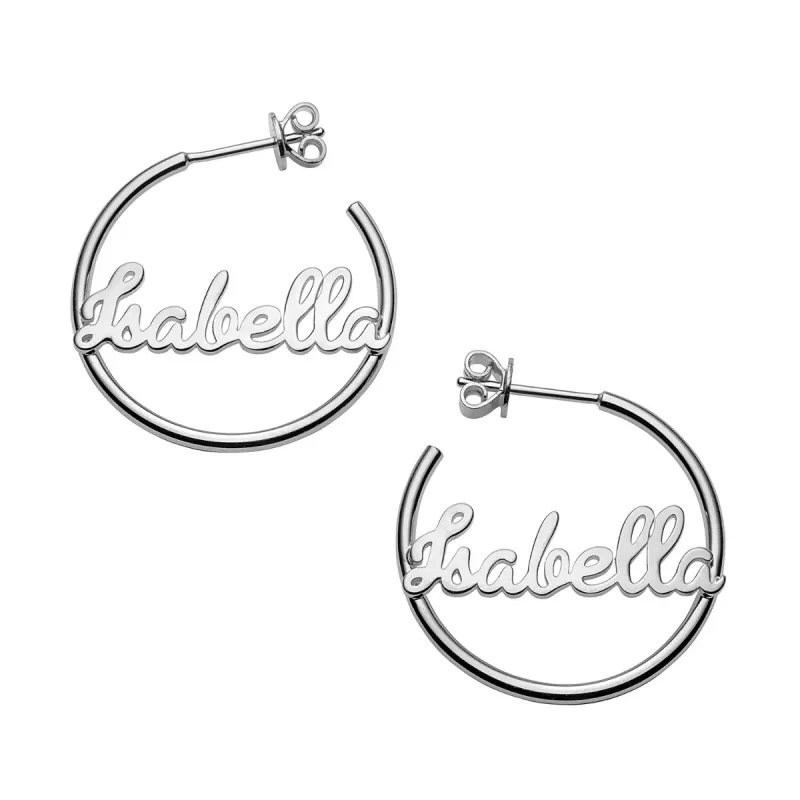 Personalized Sterling Silver Nameplate Small Post Hoop Earrings sold by Limoges Jewelry