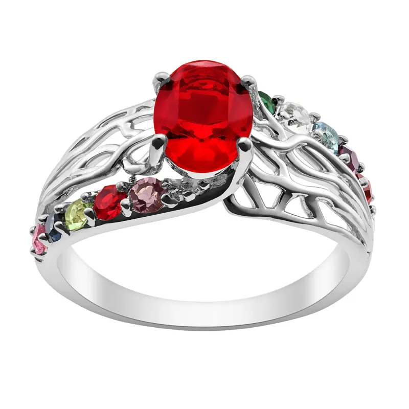 Mother's and Family Oval Birthstone Ring sold by Limoges Jewelry