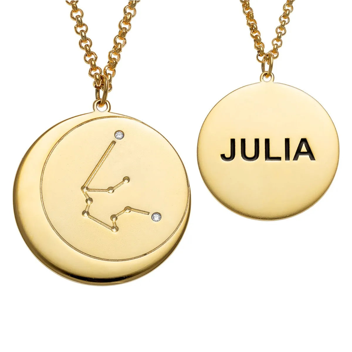 14K Gold Plated Constellation Name Necklace with Zodiac Sign sold by Limoges Jewelry