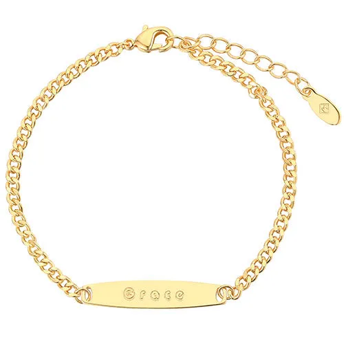 Sterling Silver Engraved Bar Curb Chain Bracelet sold by Limoges Jewelry product image thumbnail 4