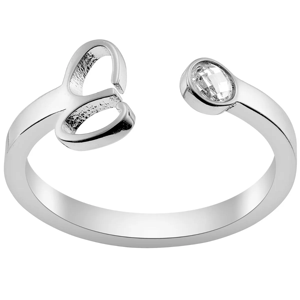 Silver Plated Script Initial and Birthstone Open Ring sold by Limoges Jewelry product image thumbnail 3