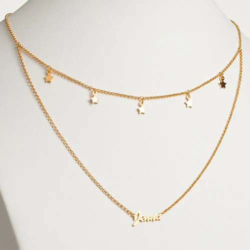 10K Yellow Gold Layered Name Necklace with Star Charms sold by Limoges Jewelry product image thumbnail 2
