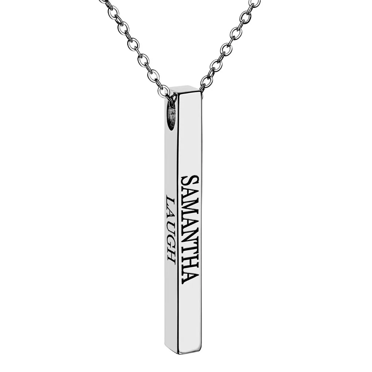 Vertical 4-sided Bar 'Live, Love, Laugh' Engraved Necklace sold by Limoges Jewelry product image thumbnail 3