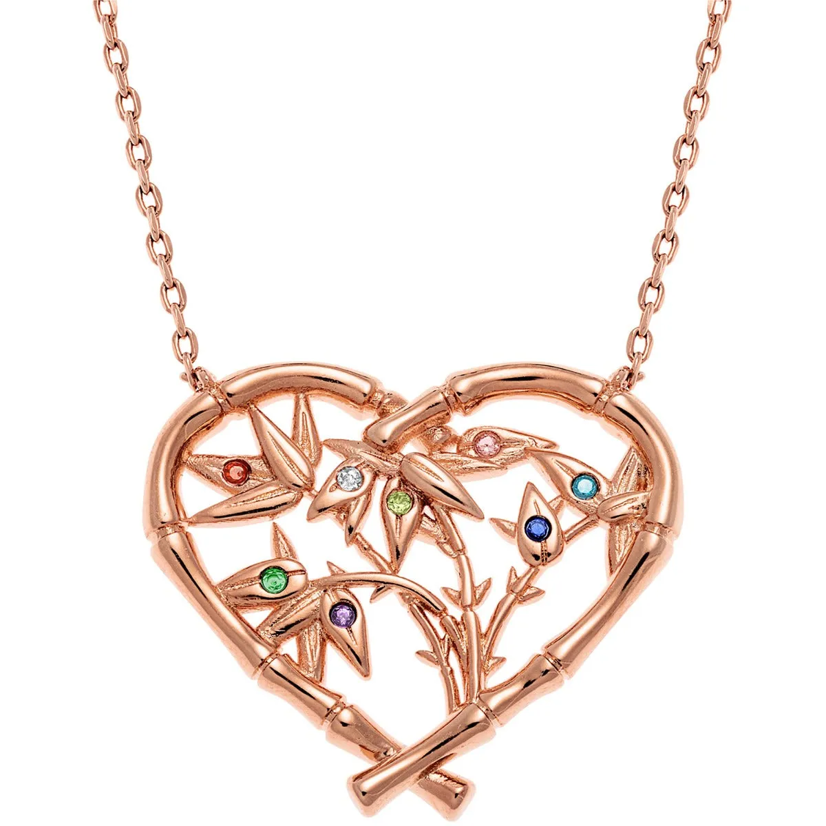 Bamboo Heart with Birthstone Branches Necklace sold by Limoges Jewelry product image thumbnail 3