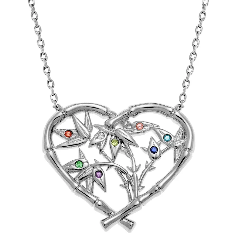 Bamboo Heart with Birthstone Branches Necklace sold by Limoges Jewelry