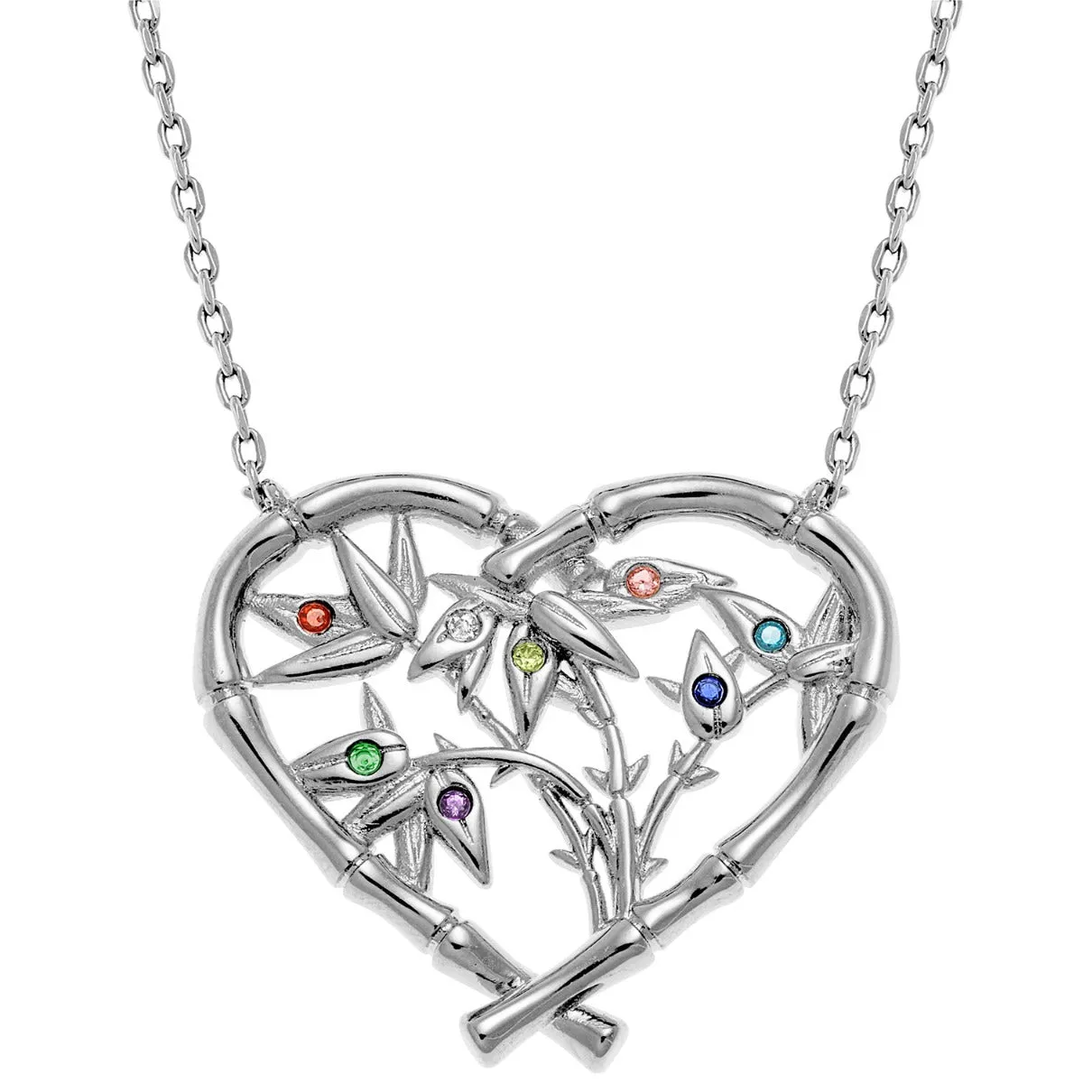 Bamboo Heart with Birthstone Branches Necklace sold by Limoges Jewelry