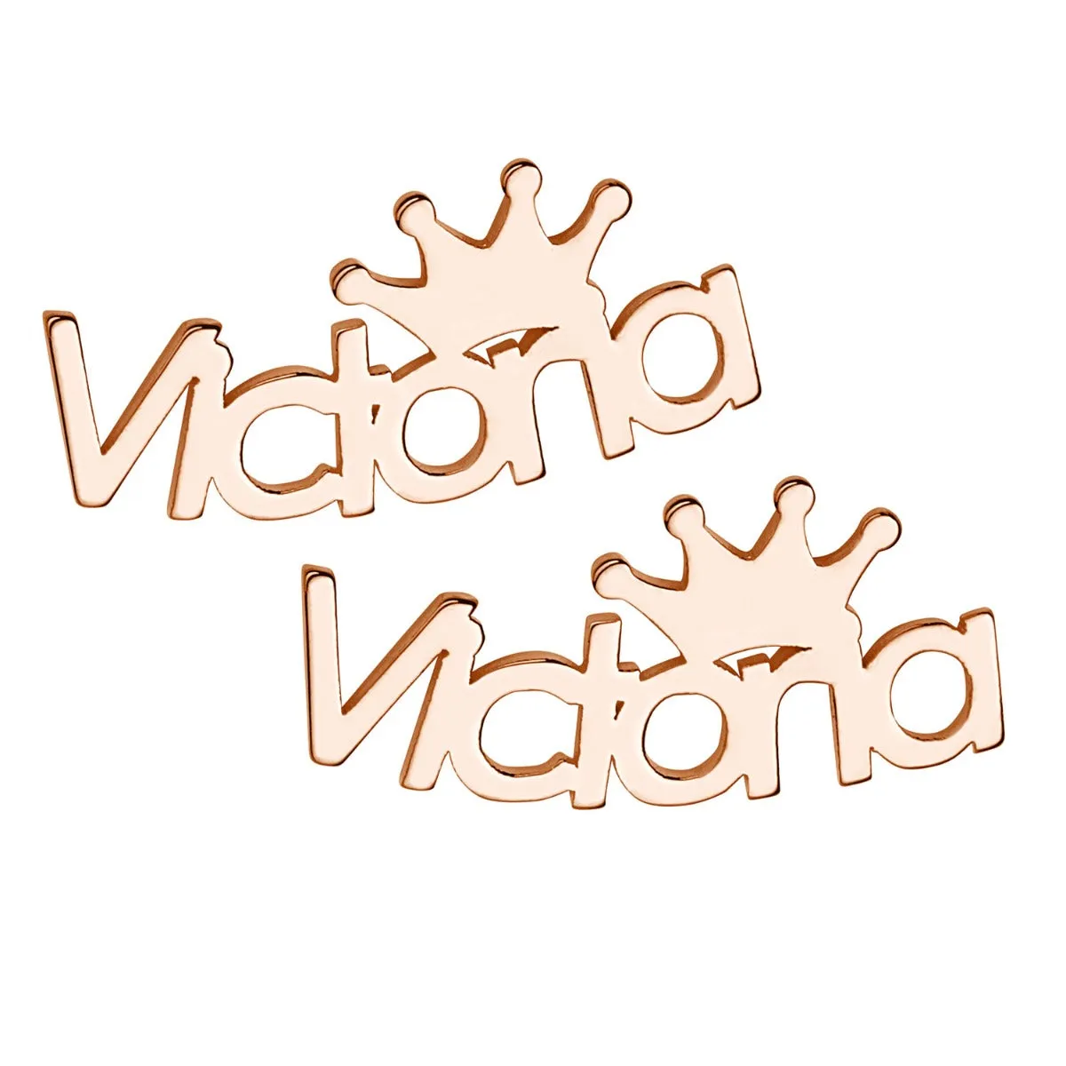 14K Rose Gold Plated Name with Crown Crawler Earrings sold by Limoges Jewelry