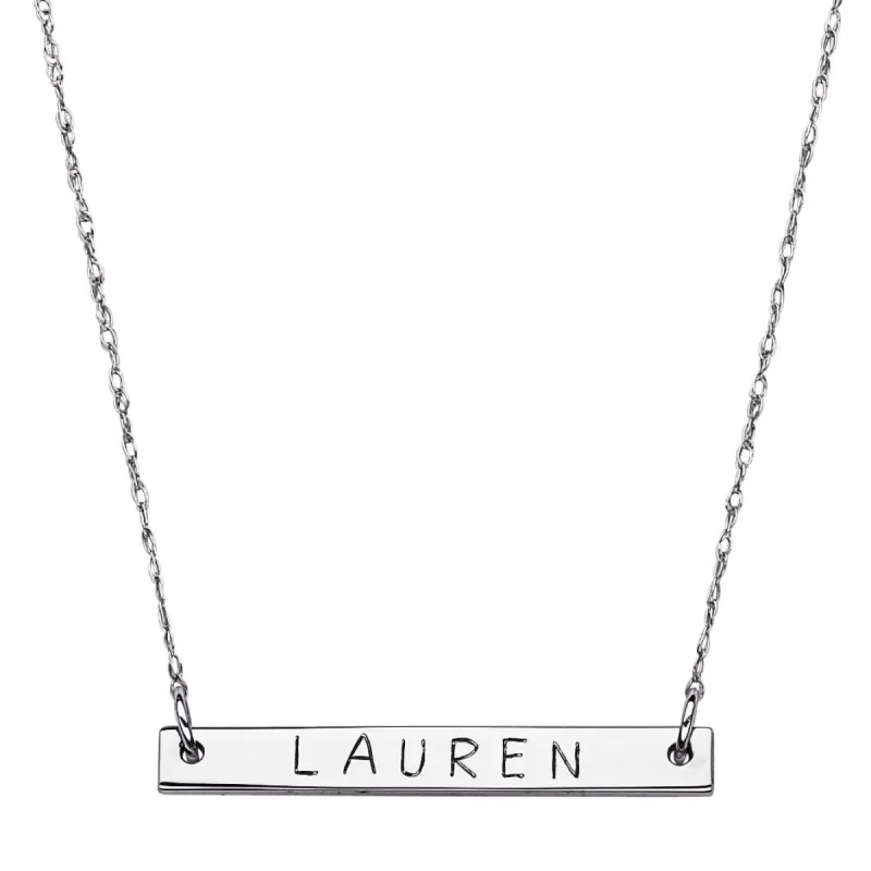10K White Gold Mini Bar Name Necklace sold by Limoges Jewelry