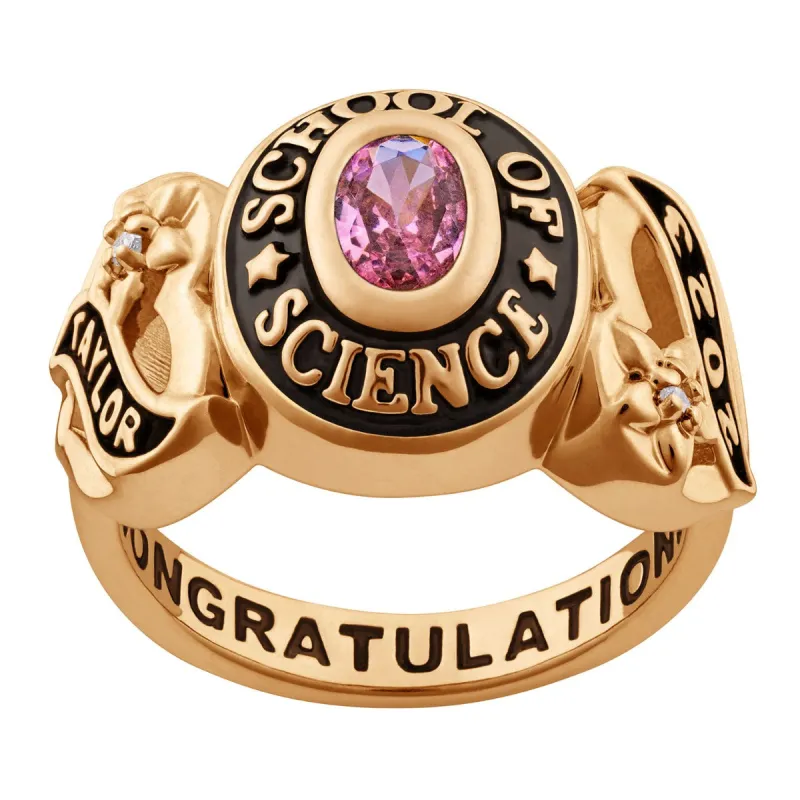 Ladies Yellow Celebrium? Sweetheart Class Ring with Diamond Accents sold by Limoges Jewelry