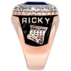Men's 14K Rose Gold Plated CZ Encrusted Traditional Personalized Class Ring sold by Limoges Jewelry