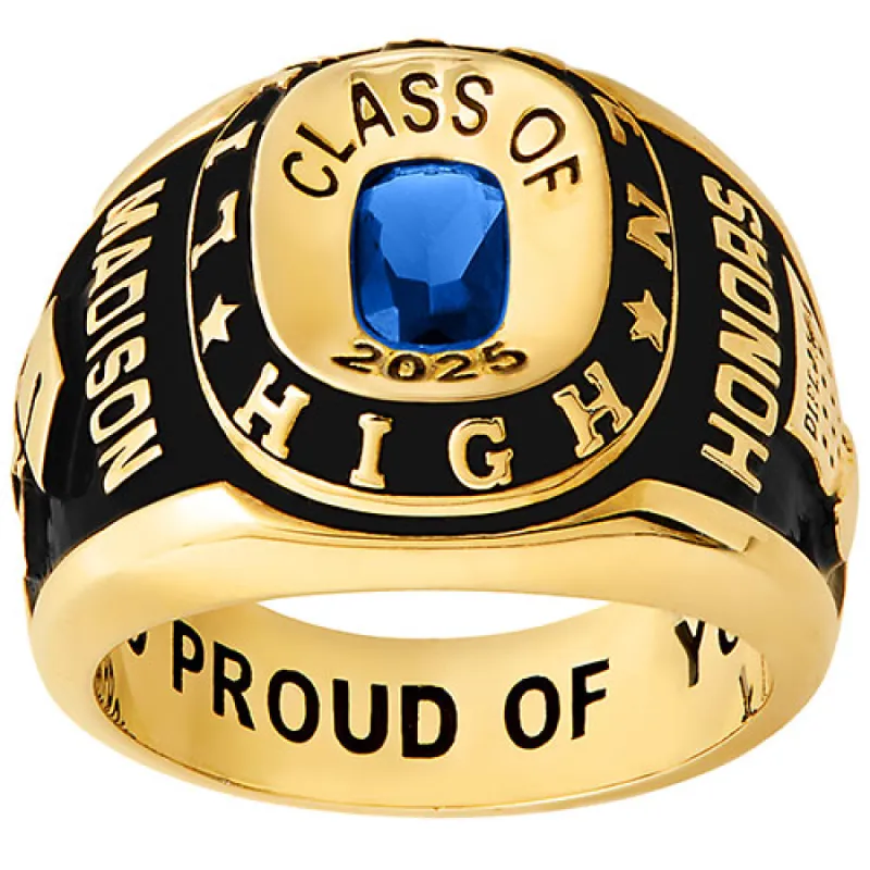 Ladies Yellow CELEBRIUM Double Row Traditional Class Ring sold by Limoges Jewelry