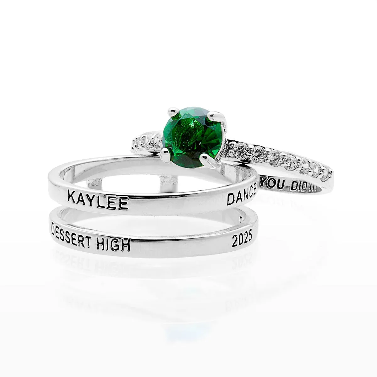 Ladies' Sterling Silver Class Ring with Jacket and CZ Accents sold by Limoges Jewelry product image thumbnail 5