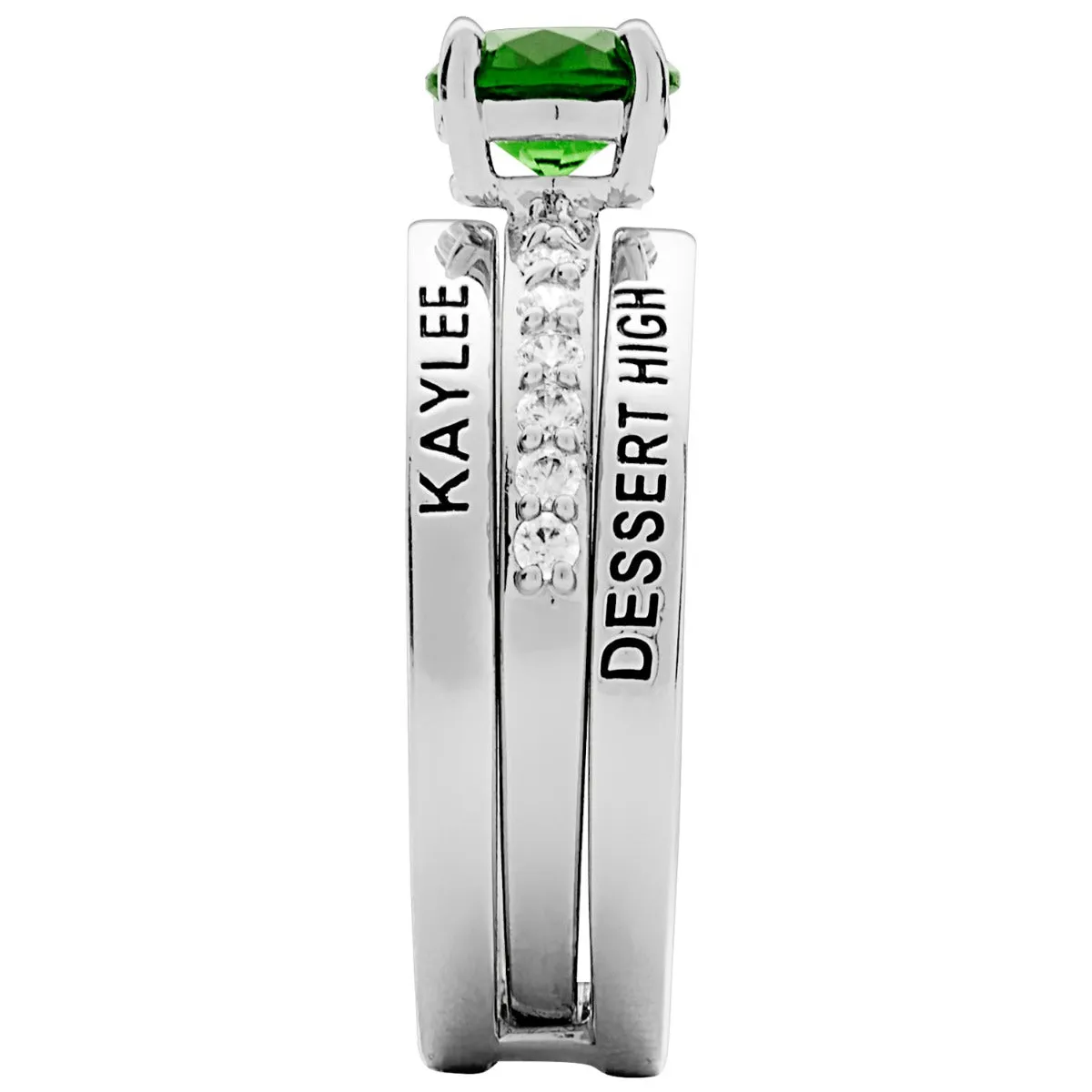 Ladies' Sterling Silver Class Ring with Jacket and CZ Accents sold by Limoges Jewelry product image thumbnail 3