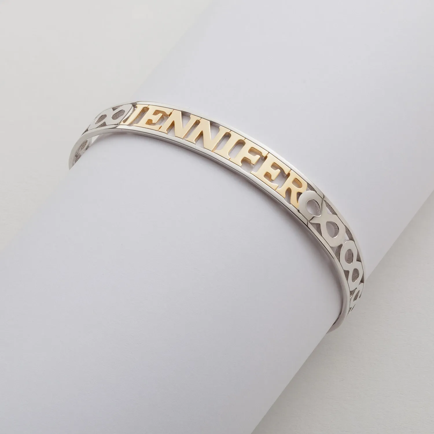 Sterling Silver And Yellow Gold Name Bangle sold by Limoges Jewelry product image thumbnail 2