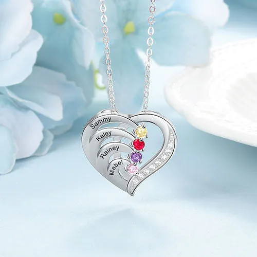 Sterling Silver Engraved Birthstone Heart with CZ Necklace sold by Limoges Jewelry product image thumbnail 2