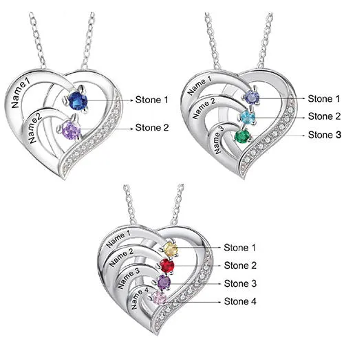 Sterling Silver Engraved Birthstone Heart with CZ Necklace sold by Limoges Jewelry product image thumbnail 4